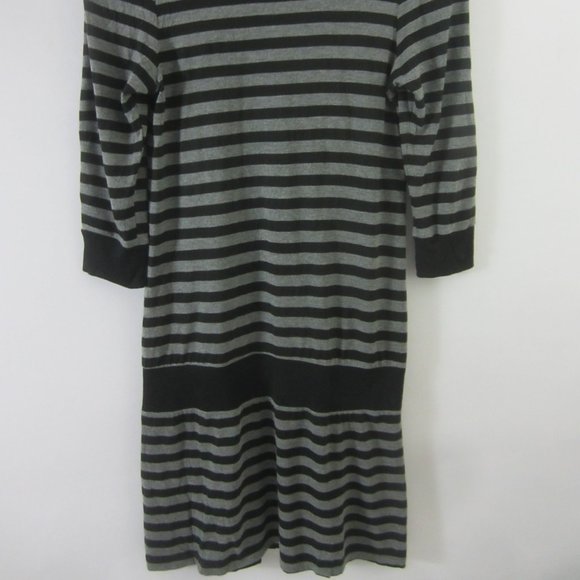 Juicy Couture Womens S Gray Black Striped Modal Knit Dress Turtleneck 3/4 Sleeve - Picture 3 of 8